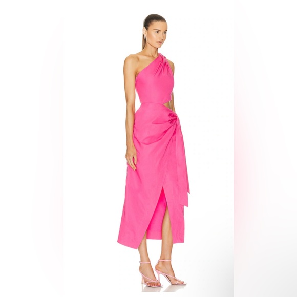 JONATHAN SIMKHAI STANDARD
Doran Cotton Poplin Draped Tie Midi Dress - Picture 1 of 7